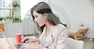 Asian woman telework at home photo