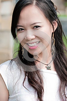 Asian woman tooth smile