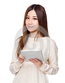 Asian Woman use of tablet