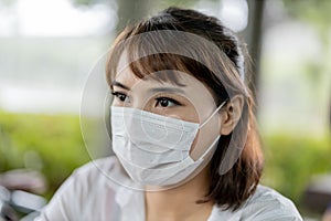 Asian woman wear face mask