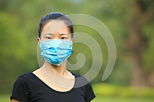 Asian woman wear face mask in city