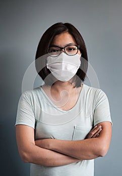 Asian woman wear medical mask.