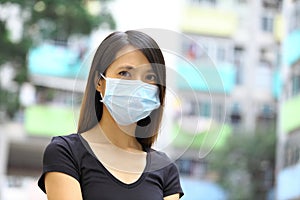 Asian woman wear protective face mask