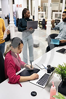 Asian Woman Working in Office