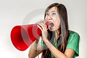 Asian woman yelling