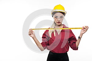 Asian woman with yellow safety helmet