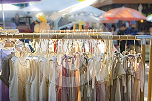 Asian women fashion, outdoor market in Thailand, norther Thai style cloths