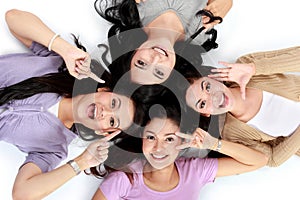 Asian women relaxing smiling lying on the floor