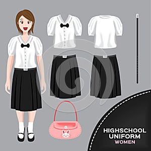 Asian women university and high school uniform set , Thai uniform version 3