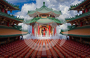 Asian women wearing national clothes Visit Sanfeng Temple in Kaohsiung,Taiwan photo