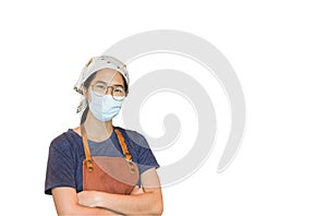 Asian women wearing protective mask isolated during covid-19 preventing.