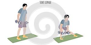 Asian young man doing side lunge exercise