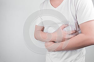 Asian Young men are suffering from stomach ulcers. gastritis Caused by the infection of H. pylori bacteria healthcare and health