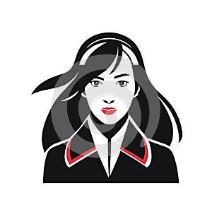 Asian young woman face simple flat portrait vector