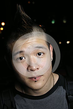 Asian youth pierced lips