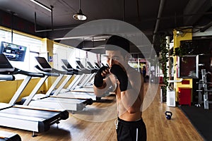 Asians Man Boxing At Gym photo