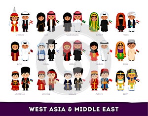 Asiaté v oblečení. západ asie a střední východ 