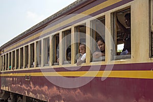 Asians, Thais, people, in a Thai train