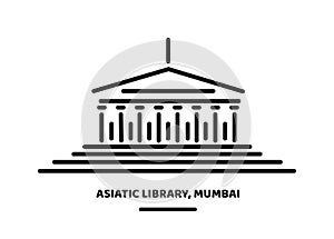 Asiatic Library Mumbai vector line illustration icon