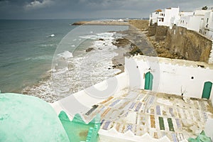 Asilah ramparts over the atlantic ocean photo