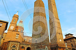 Asinelli and Garisenda towers Bologna landmark, Italy