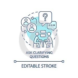 Ask clarifying questions turquoise concept icon