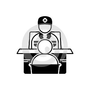 Black solid icon for Ask a doctor, patient and medical