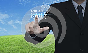 Ask an expert with star and question mark sign icon