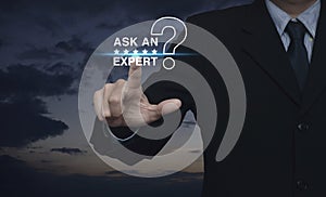 Ask an expert with star and question mark sign icon