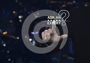 Ask an expert with star and question mark sign icon
