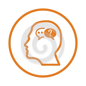 Ask, faq, help, queries, question icon. Orange vector sketch