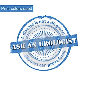 Ask an Urologist - grunge blue stamp