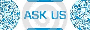 Ask Us Blue Business Symbols Circular Left Right Horizontal