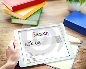 Ask Us Enquiry Contact Questions Concept