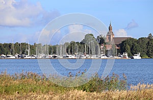 Askersund church and marina, Orebro County, Sweden