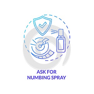 Asking for numbing spray concept icon photo