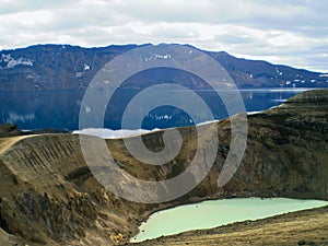 Askja Volcano in Iceland Askja is an active volcano situated in a remote part of the central highlands of Iceland.