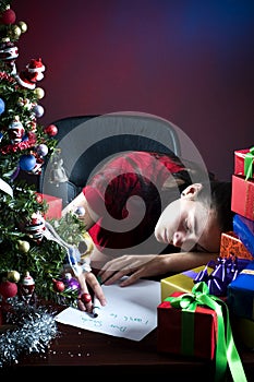 Asleep with wish list to Santa