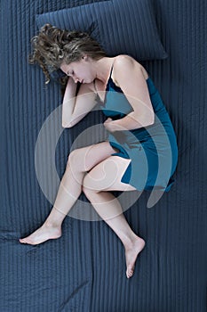 Asleep woman in nightgown