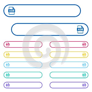 ASM file format icons in rounded color menu buttons