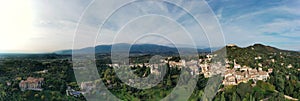 Asolo village in a panoramic view from above