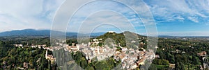 Asolo village in a panormaic view from above