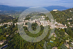 Asolo village in a panoramic view from above photo