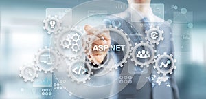 ASP.NET Development programming language concept on virtual screen.
