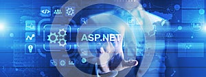 ASP.NET Development programming language concept on virtual screen