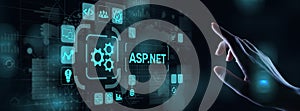 ASP.NET Development programming language concept on virtual screen.