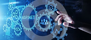 ASP.NET Development programming language concept on virtual screen.