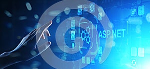 ASP.NET Development programming language concept on virtual screen