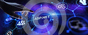 ASP.NET Development programming language concept on virtual screen