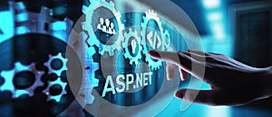 ASP.NET Development programming language concept on virtual screen